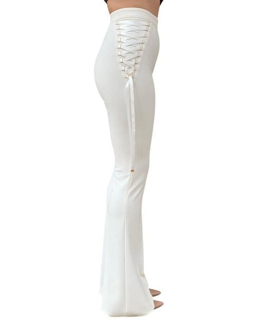 Elisabetta Franchi Gray Bell-Bottom Crêpe Trousers