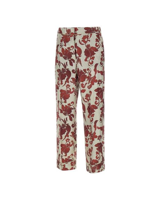 Max Mara White Leda Floral Patterned Trousers