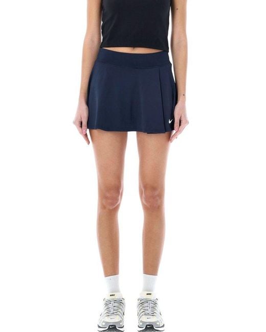 Nike Blue Dri Fit Logo Detailed Tennis Skirt