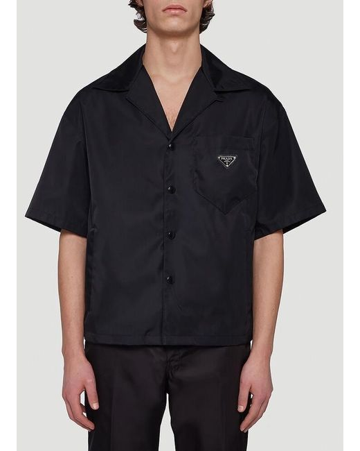 Prada Black Re-nylon Short Sleeve Shirt for men