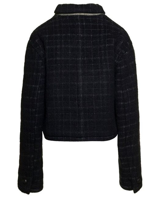 Etro Black Floral Embroidered Checked Coat