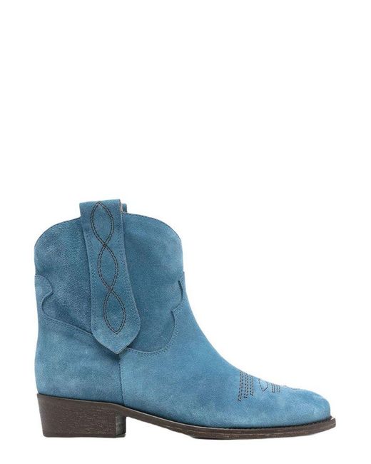 Via Roma 15 Blue Pointed-toe Ankle-length Boots