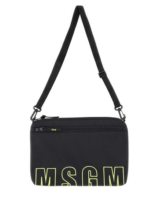 MSGM Black Pouch With Logo for men