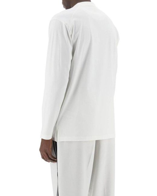 Y-3 White Long Sleeved T Shirt With Logo Print for men