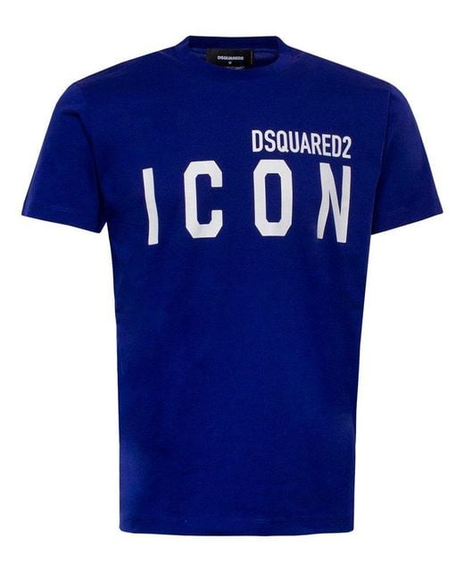 DSquared² Blue Logo Printed Crewneck T-shirt for men
