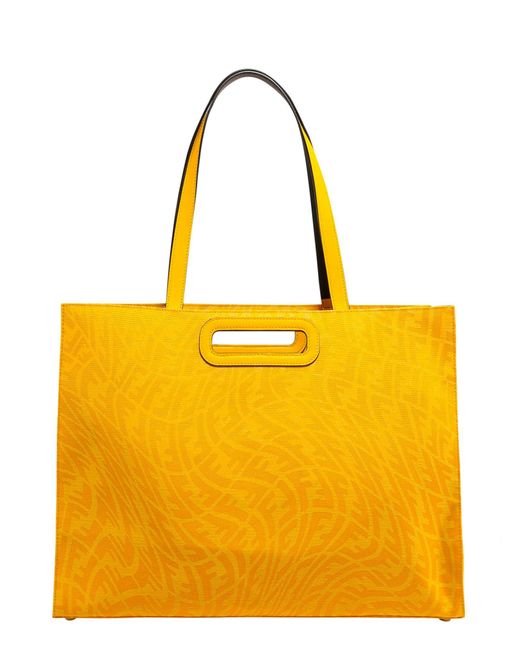 Fendi Yellow Ff Vertigo Jacquard Shopper Tote Bag for men