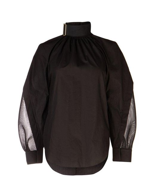 Fendi Black High-neck Meah-panelled Shirt