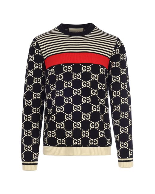 Gucci Multicolor GG And Stripes Knit Sweater for men