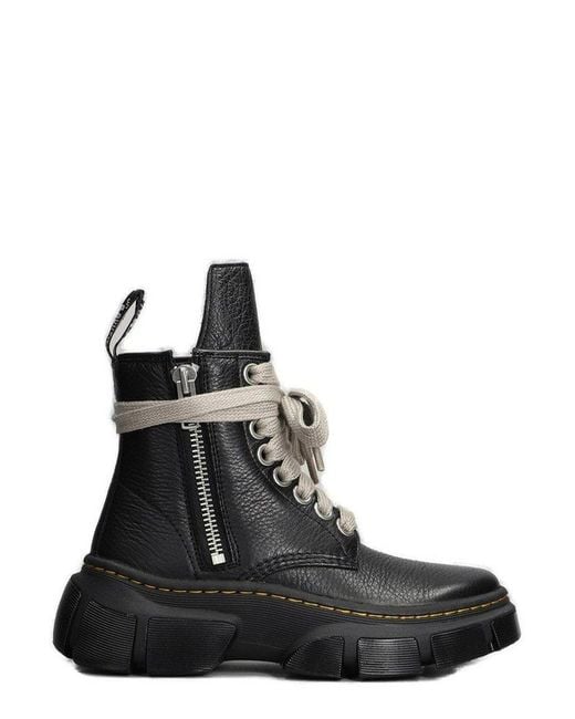 Rick Owens Black Round Toe Lace-up Boots for men