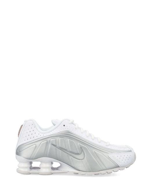 Nike White Shox R4 Lace-up Sneakers