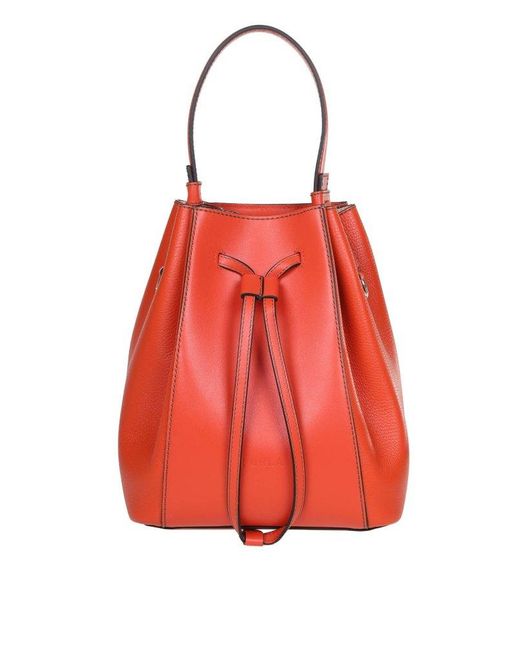 Furla Orange Miastella Bucket In Leather And Tangerine Color