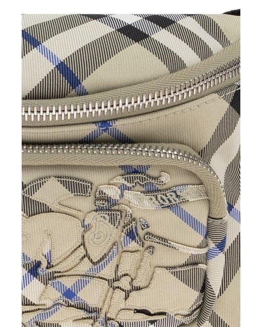 Burberry Gray Ekd Motif Checked Belt Bag for men