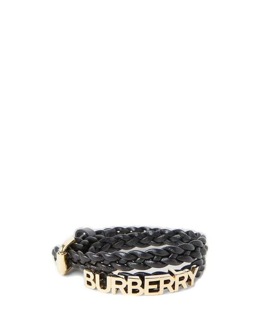 Burberry White Logo-plaque Interwoven Designed Bracelet