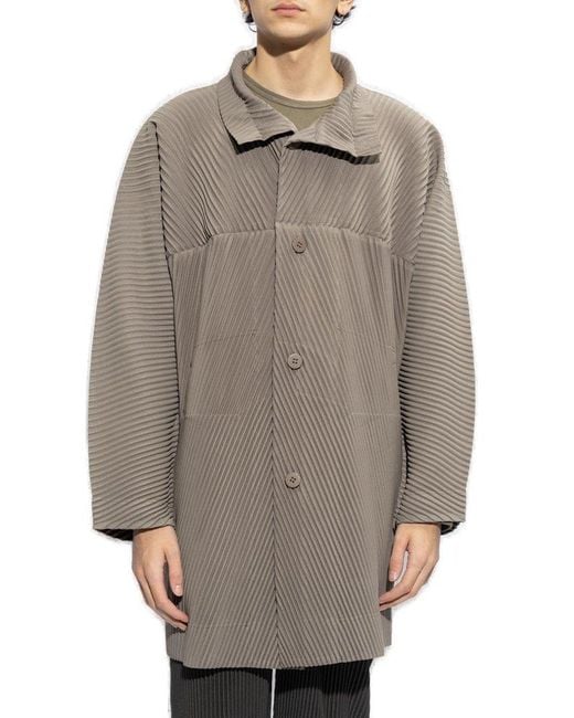 Homme Plissé Issey Miyake Gray Pleated Cardigan for men