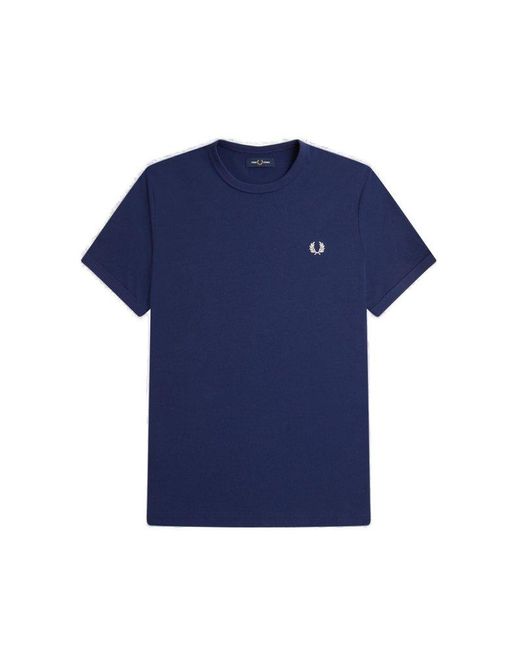 Fred Perry Blue Ringer Logo-embroidered Crewneck T-shirt for men