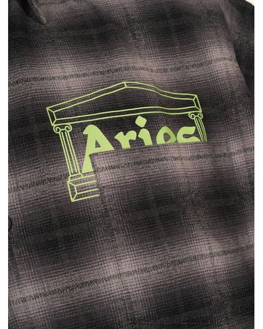 Aries Gray Check Patterned Button-up Shirt for men