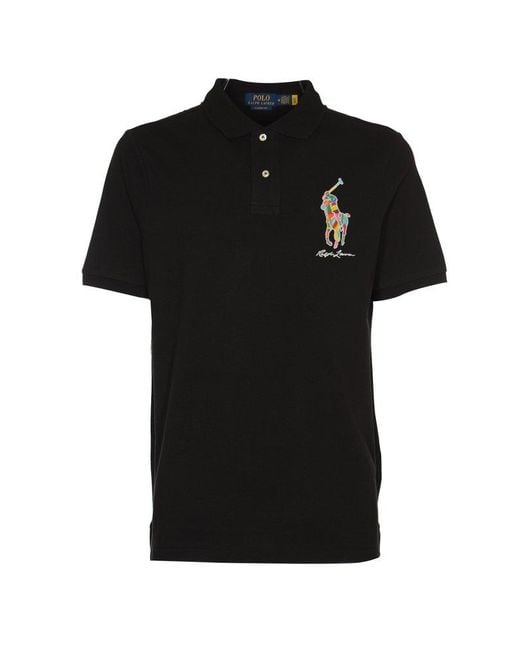 Polo Ralph Lauren Black Pony Embroidered Polo Shirt for men