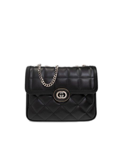 Gucci Deco small shoulder bag in black leather