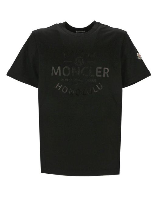 Moncler Black Laminated Logo-print T-shirt for men