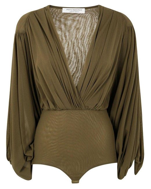 Philosophy Di Lorenzo Serafini Green Wide Sleeves Bodysuit