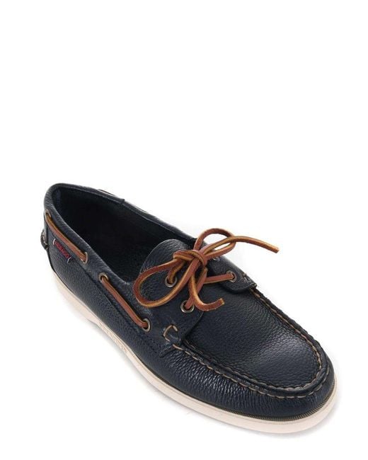 Sebago Blue Portland Martellato Lace-up Flat Shoes for men