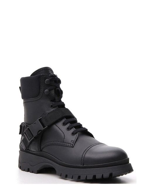 Prada Black Lace-up Ankle Boots