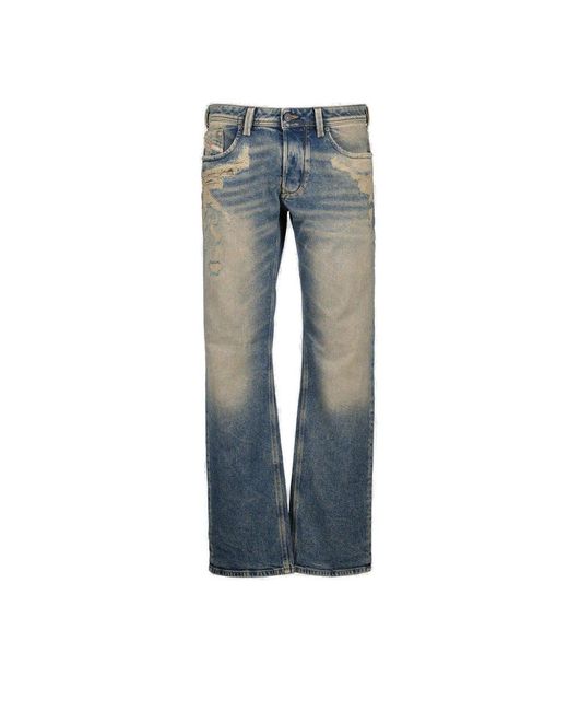 DIESEL Blue 1985 Larkee Distressed Straight Jeans for men