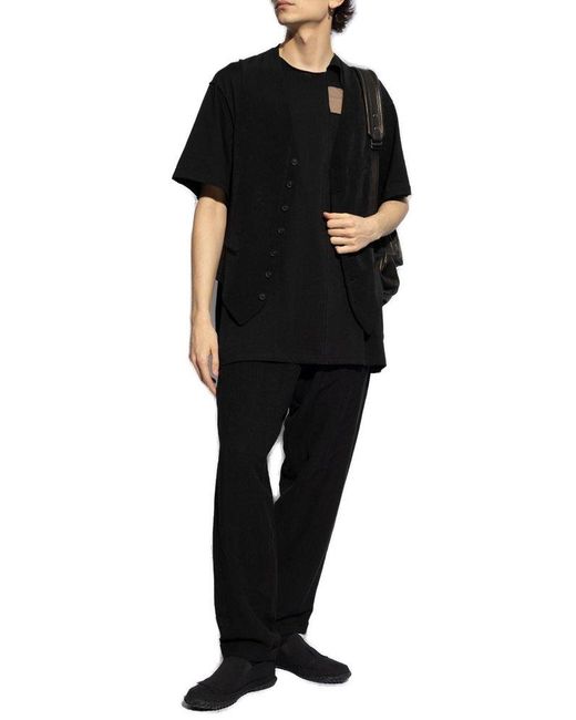 Yohji Yamamoto Black Asymmetrical T-shirt, for men