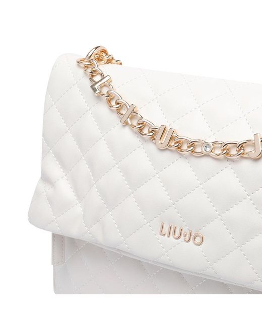 Liu Jo Gray Chain Link Foldover Crossbody Bag