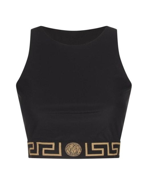 Versace Black Cut-out Detailed Sleeveless Top