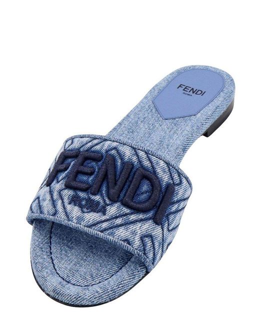 Fendi Blue Signature Denim Sandal