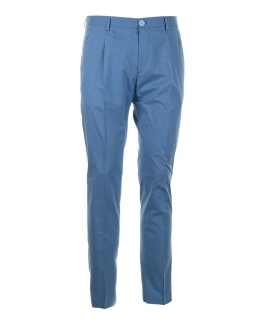 Tagliatore Blue Belt-looped Slim-cut Trousers for men