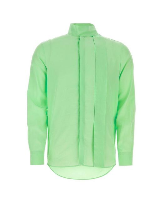Valentino Green Scarf Detailed Straight Hem Shirt for men