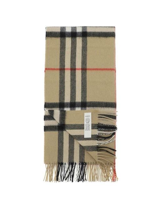 Burberry Check Cashmere Scarf in Green | Lyst Canada