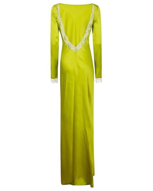 MVP WARDROBE Yellow Helena Lace Trim Maxi Dress