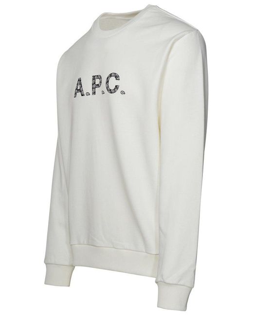 A.P.C. Gray White Cotton Sweatshirt for men