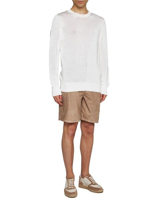 Tagliatore White Long Sleeved Crewneck Knitted Jumper for men