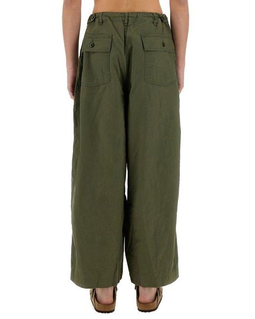 Needles Green Relaxed Wide Fit Pants for men