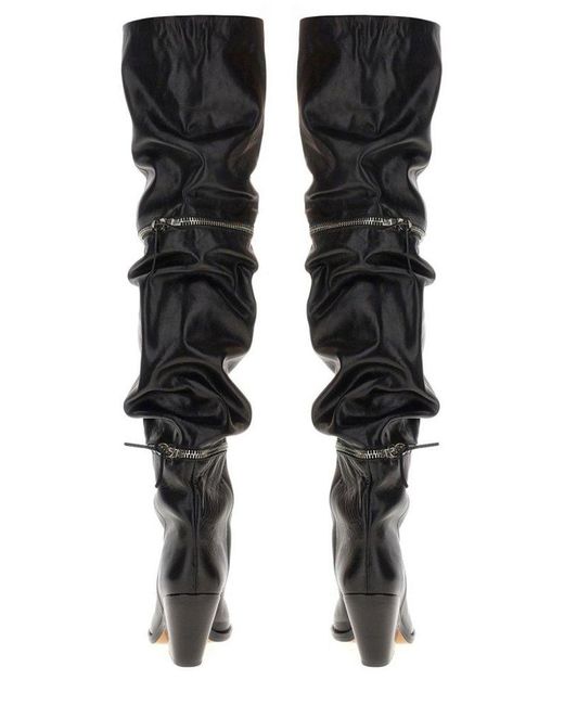 Isabel Marant Black Lelodie Thigh-high Pointed-toe Boots