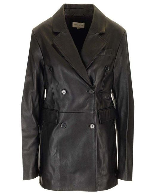 Loulou de Saison Black Benetra Double Breasted Leather Jacket