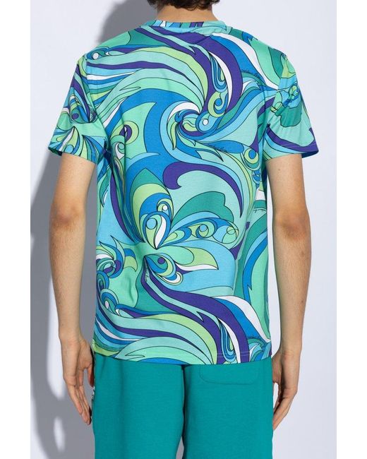 Moschino Blue Graphic Print Crewneck T-shirt for men