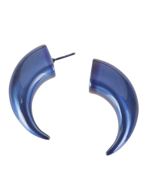 MARINE SERRE Blue Regenerated Single Tin Moon Stud Earring