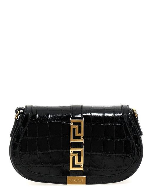 Versace Black Greca Goddess Shoulder Bags