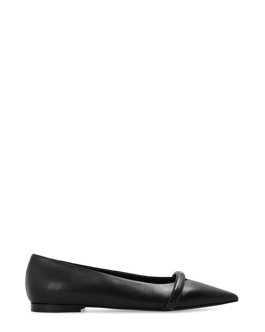 Furla Black Logo Plaque Pointed Toe Flat Shoes
