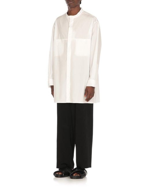 Yohji Yamamoto White Long Sleeved Buttoned Shirt for men