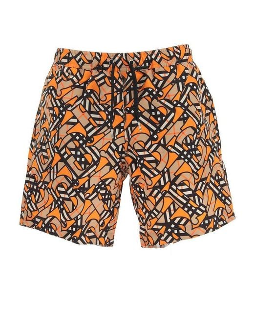 Burberry Monogram Drawstring Swim Trunks for Men Lyst