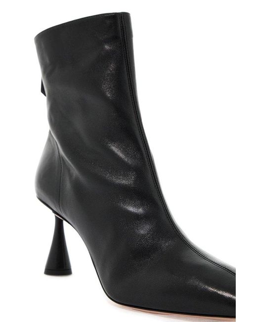 Aquazzura Black Amore Pointed-Toe Back-Zip Boots