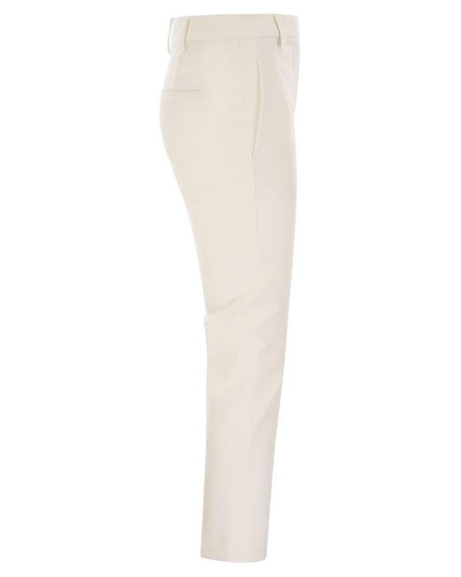 Brunello Cucinelli White Pleated Tailored Trousers