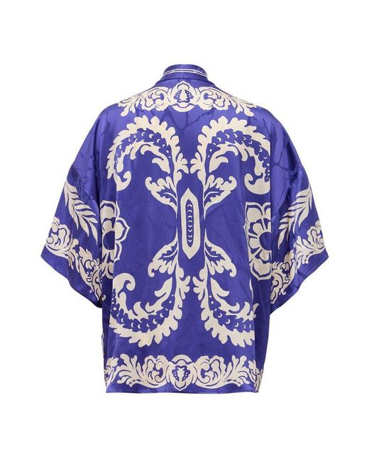Etro Blue Floral Jacquard Kesa Robe