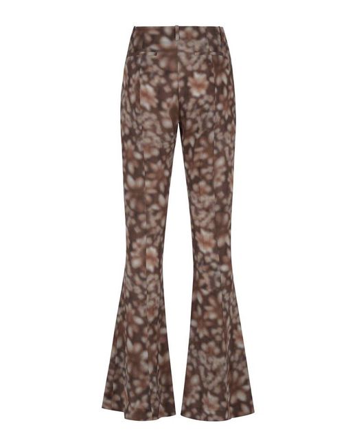 Acne Brown Abstract Printed Flared Hem Trousers